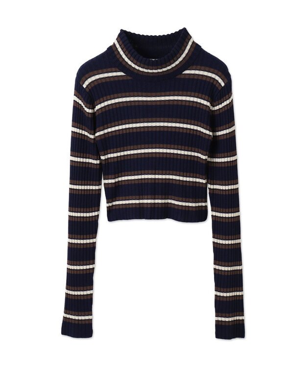 WEGO リブハイネックショートニット 柄1