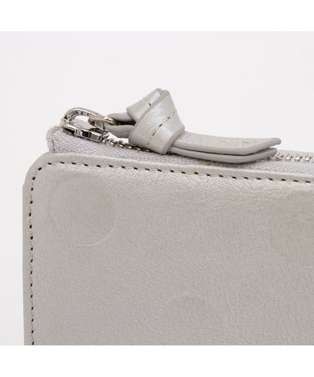 UNBILLION ペルケ perche / ドット型押しL字ロングストラップウォレット シルバー