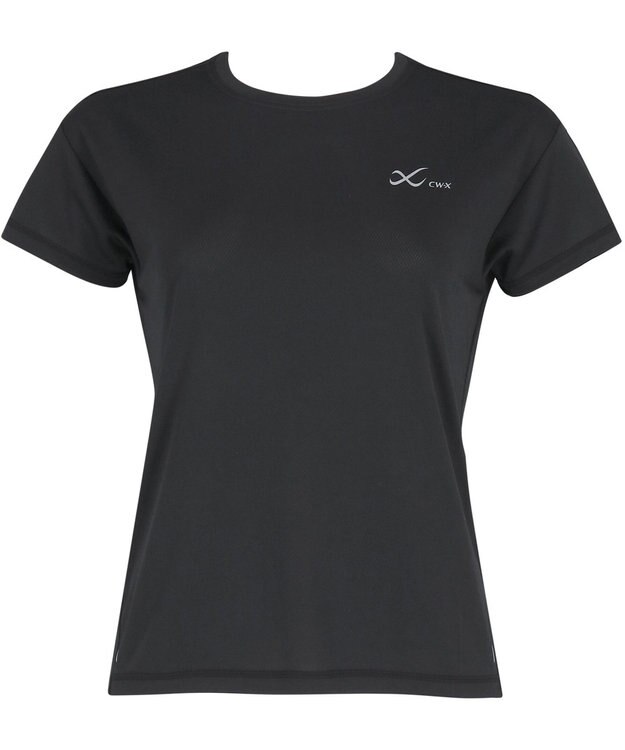 CW-X 【WOMEN】 CW-X トップス 【薄軽ランニングシャツ】 半袖 3分袖 Ｕネック 吸汗速乾性(本体) レディース DLY155 /ワコール ブラック