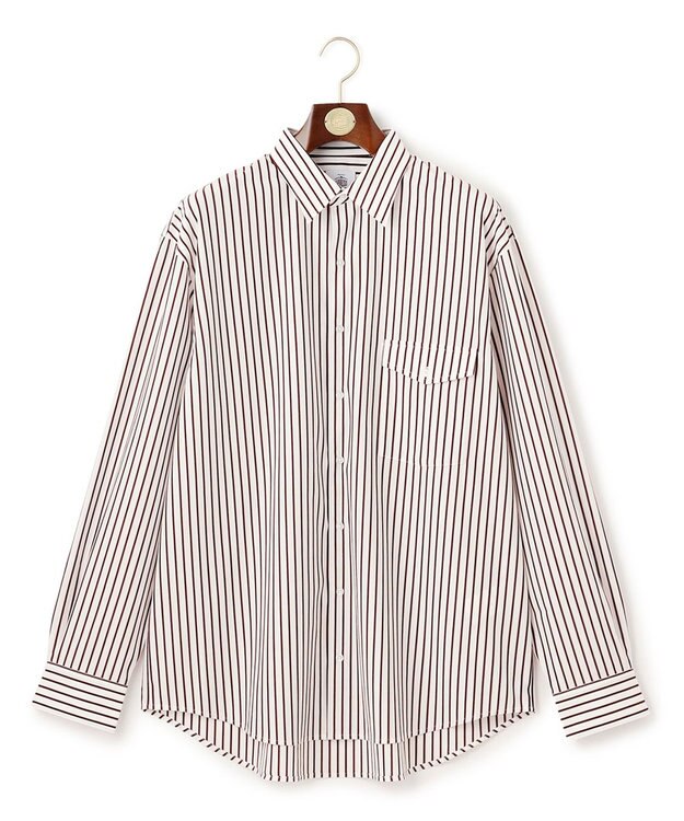 J.PRESS MEN 【J.PRESS ORIGINALS】SUVIN TYPEWRITER JERSEY 46G STRIPE SHIRT / JAPAN MADE ブラウン系1