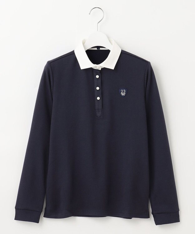 23区GOLF 【WOMEN】【WEB&一部店舗限定】針抜きクレリック 長袖シャツ ネイビー系