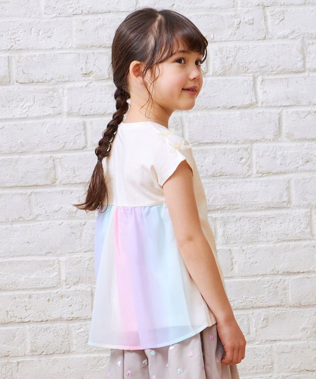 ANY KIDS バックシャン Tシャツ エクリュ×レインボー