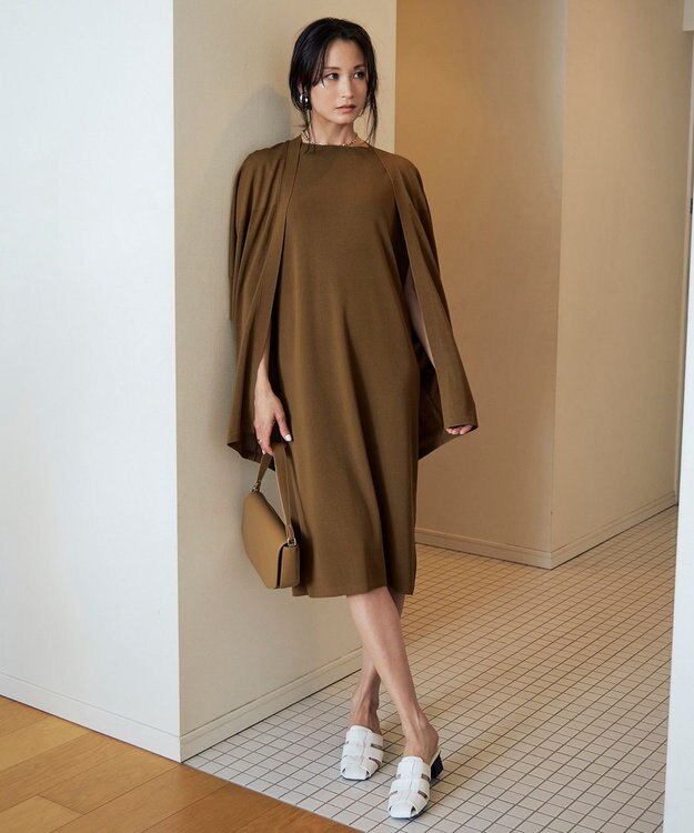 ICB 【洗える】ドライコットンアセテート ドルマンスリーブカーディガン キャメル系