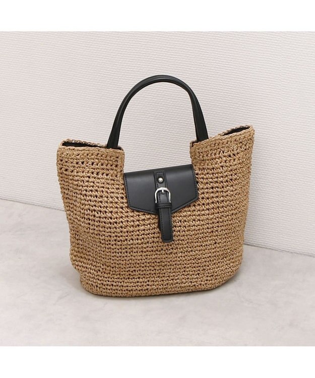 UNBILLION カシュカシュ cachecache / ベルトフラップクロッシェトート カゴバッグ ブラック