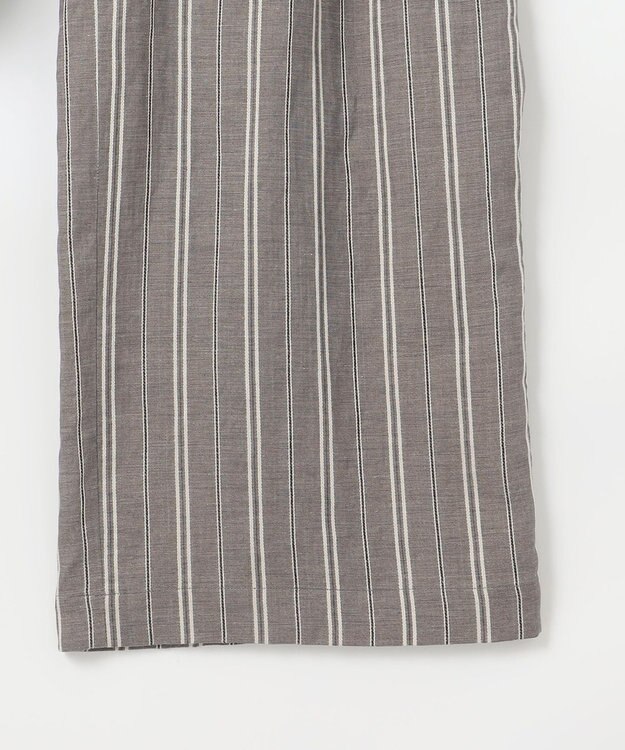 自由区 S 【カタログ掲載・セットアップ対応・洗える】リネンビスコースストライプドロスト パンツ セピア系