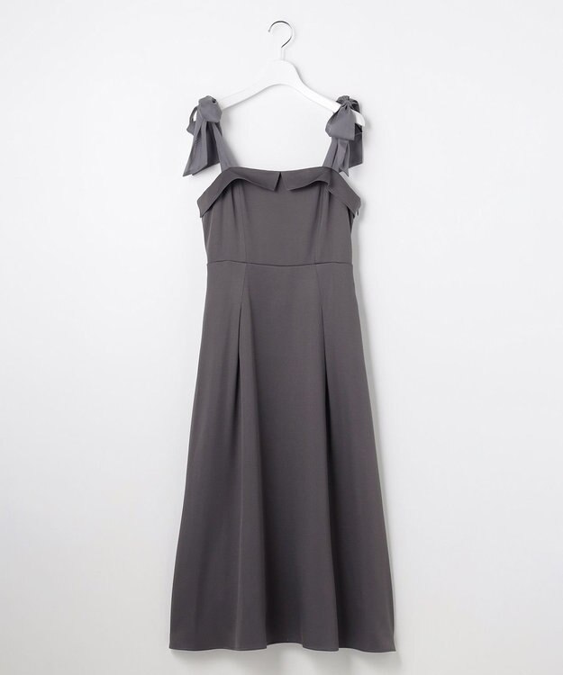 Feroux シアーリボンショルダー ジャンパースカート グレー系