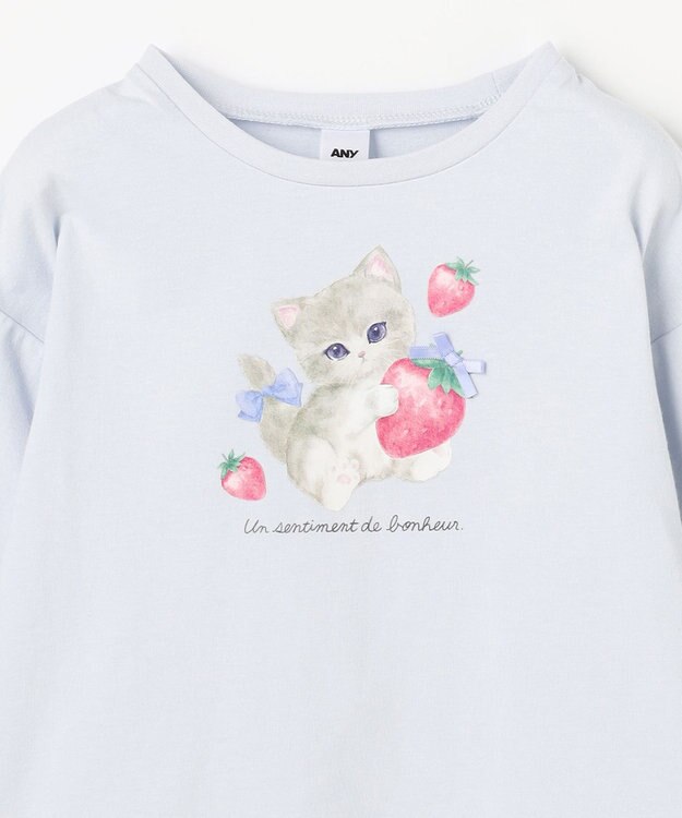 ANY KIDS 【Strawberry Collection】アートプリント 長袖Tシャツ サックスブルー