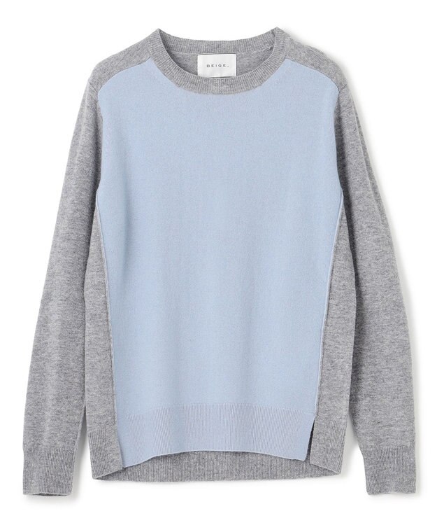 BEIGE， 【WEB限定・S-size】ROGAN / クルーネックニット Sax×L Gray