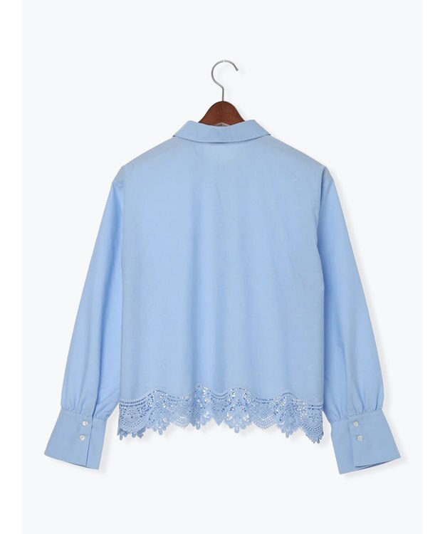 Te chichi スカラップレースヘムクロップトシャツ サックスブルー