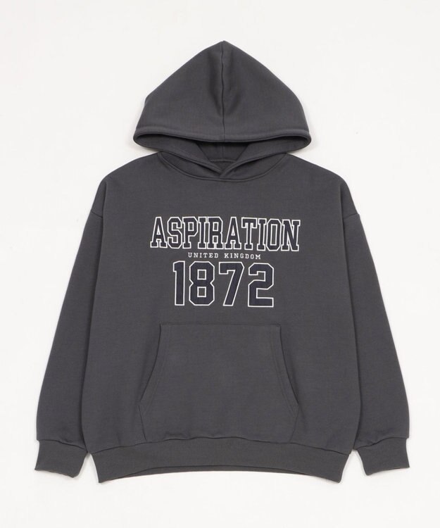 WEGO 裏起毛グラフィックビッグプルパーカー ダークグレー