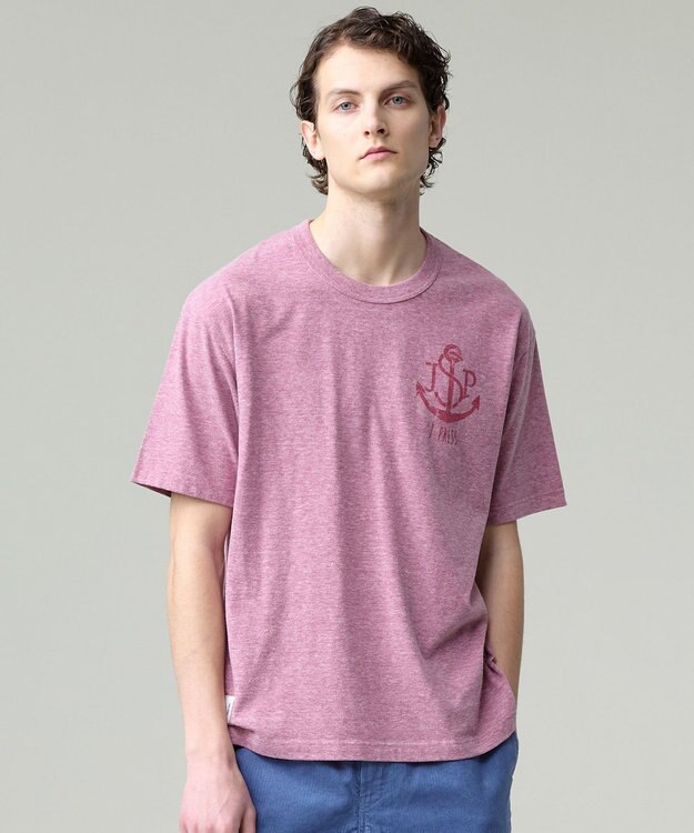 J.PRESS MEN 【NYUZELESS】アンカーグラフィック Tシャツ レッド系