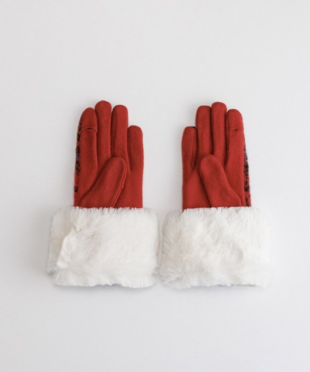 ORuKuBET ラングヘアシャギーチェック3Wayジャージグローブ(WOMEN)【タッチパネル対応】 レッド