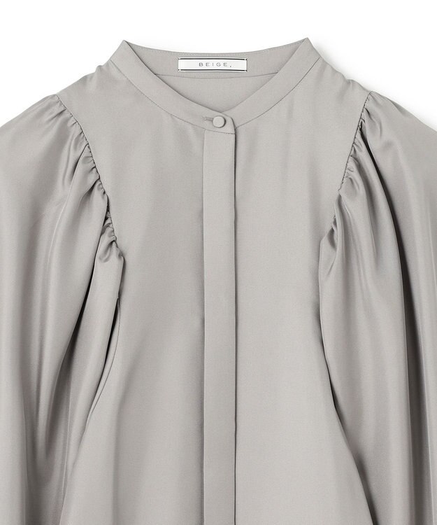 BEIGE， 【洗える】LISERONS / シルクパフワンピース L Gray