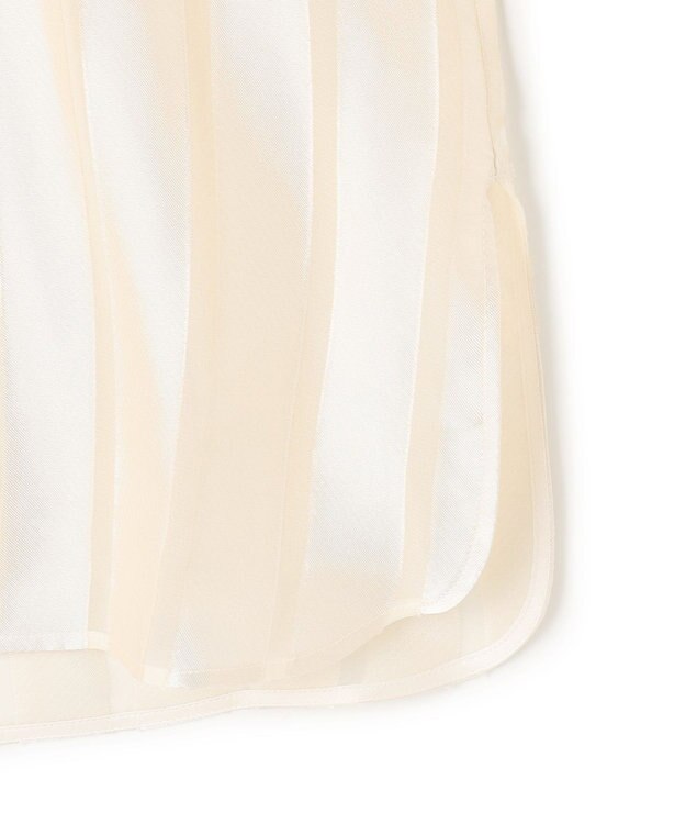 BEIGE， HAUYNITE / シアーストライプバンドカラーブラウス Ecru