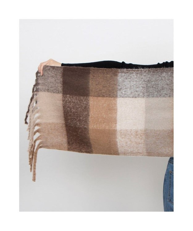 UNBILLION カシュネ cache nez / リサイクルポリブロックチェックストール ブラウン