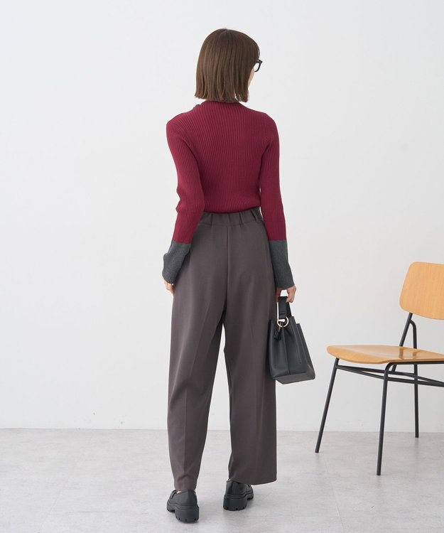 earth music&ecology ハイネックリブニットプルオーバー Bordeaux