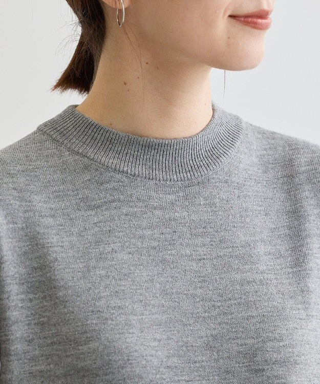 Green Parks 杢グレー袖チュールニットワンピース Gray Mixture