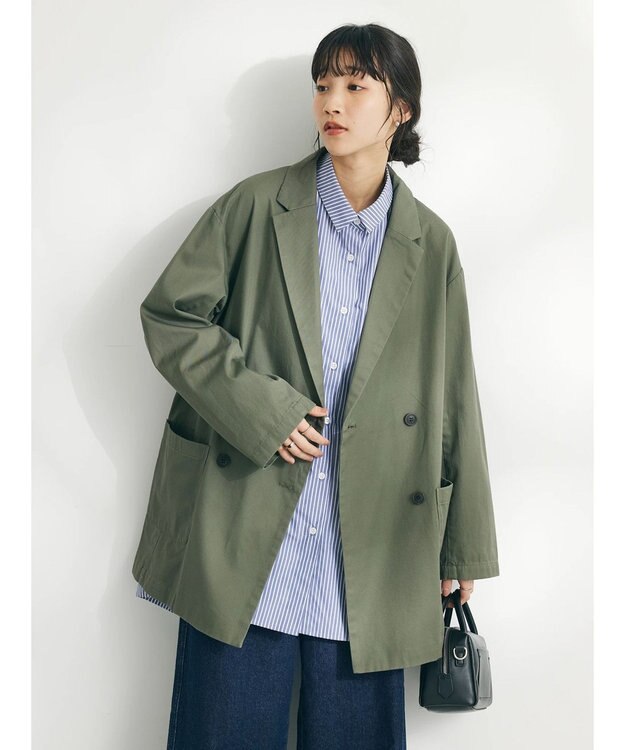 CRAFT STANDARD BOUTIQUE コットンギャバジンＷテーラードジャケット Khaki