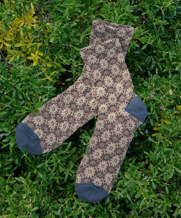 Tiaclasse 花柄ジャガード編みソックス ブルー