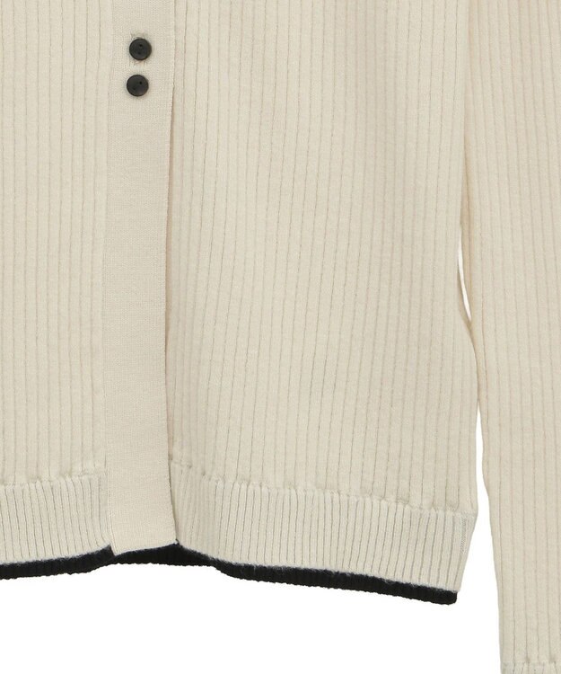 Green Parks 配色レイヤードポロリブニットカーディガン Ivory