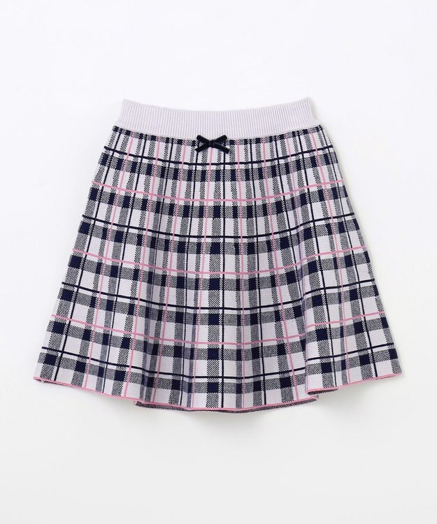 ANY KIDS しあわせタッチ ニット スカート ネイビーチェック