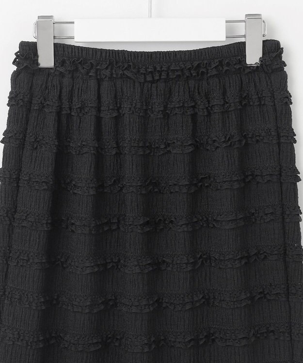 Feroux 【洗える】カットフリルＩラインスカート ブラック系