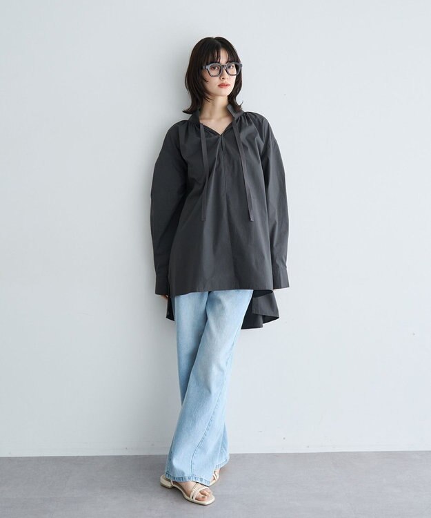 YECCA VECCA タイプライタースキッパーオーバーシャツ Charcoal Gray