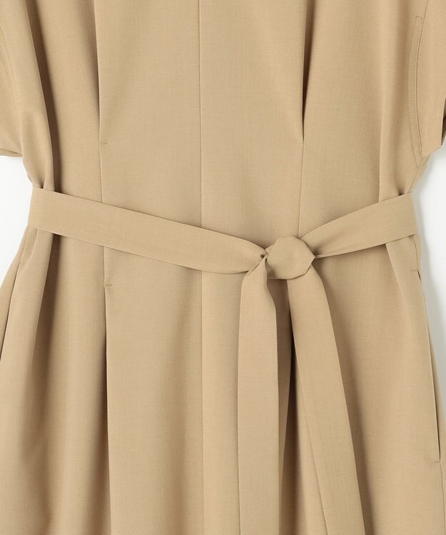 自由区 【ベルト付き】ウーステッドライク ワンピース ベージュ