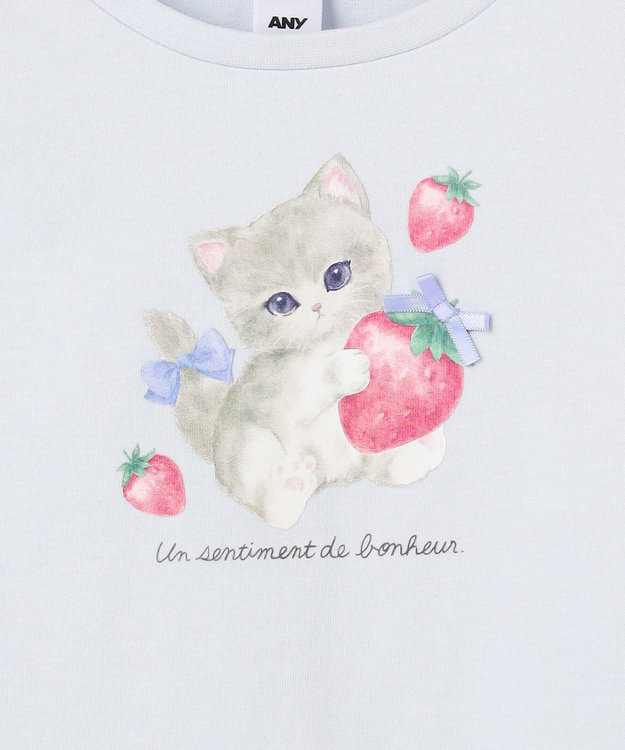 ANY KIDS 【Strawberry Collection】アートプリント 長袖Tシャツ サックスブルー