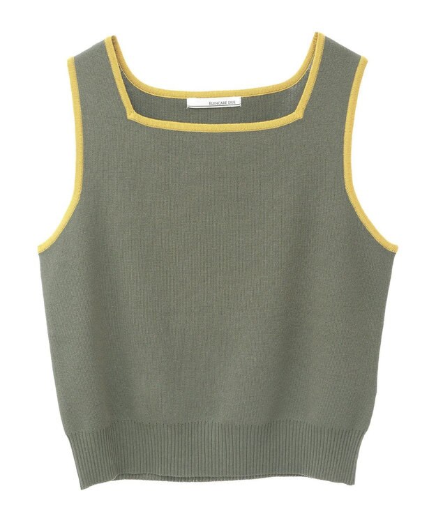 Green Parks ・ＥＬＥＮＣＡＲＥ　ＤＵＥ　バイカラーニットタンク Khaki