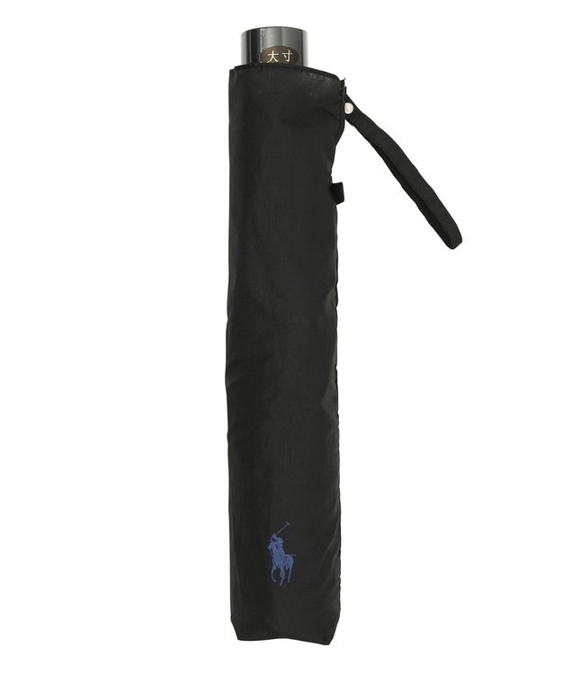 MOONBAT 【大きめ70cm】POLO RALPH LAUREN 折りたたみ傘 メンズ プレーン ワンポイント刺繍 ブラック
