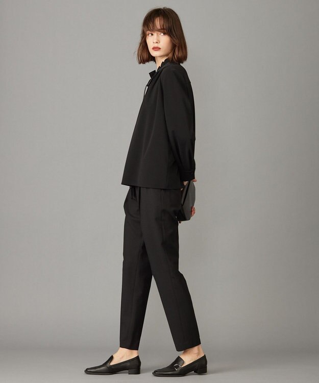 ICB 【洗える】マラボーテジョーゼット デザインカットソー ブラック系