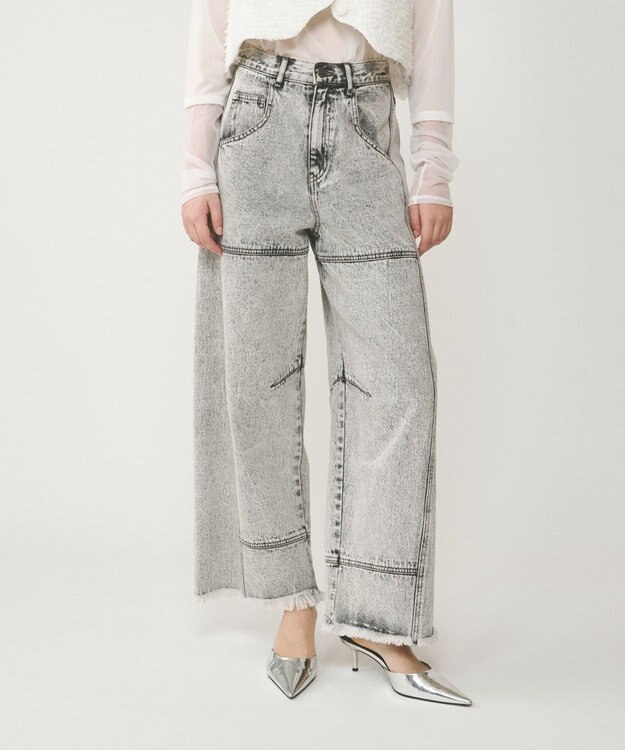 GRACE CONTINENTAL ライン切替デニムパンツ グレー