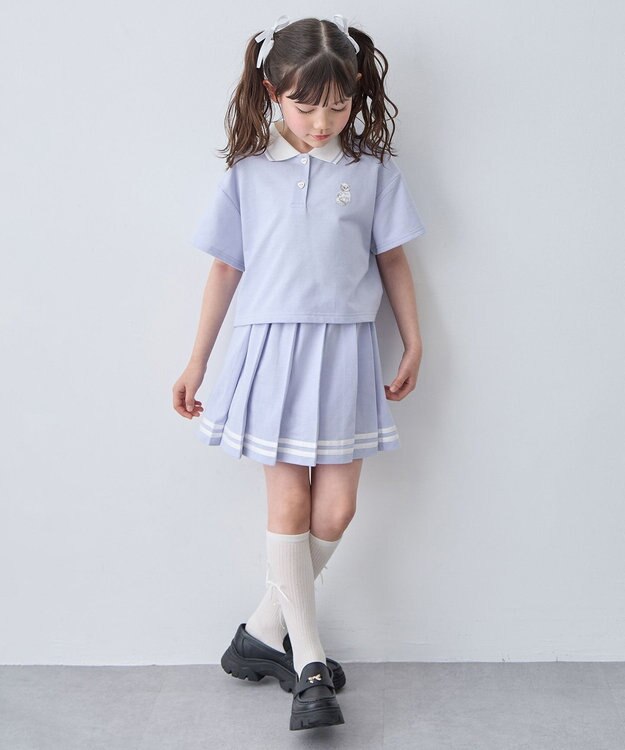 ANY KIDS 【洗濯機可能/吸汗速乾】ドライタッチ ショート丈ポロシャツ サックスブルー