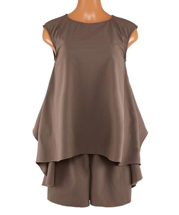 San-ai Resort（三愛水着楽園） 【UPF50＋】　タンクトップキュロット3点セット　9M・11L　【San-ai Resort（サンアイリゾート）】 ブラウン