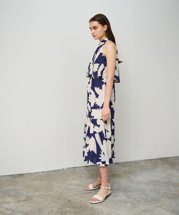 GRACE CONTINENTAL キカプリントホルタードレス ネイビー