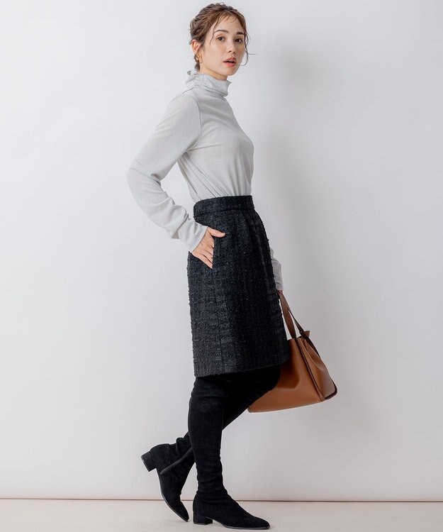 組曲 L ファンシーツィード ミニスカート ブラック系