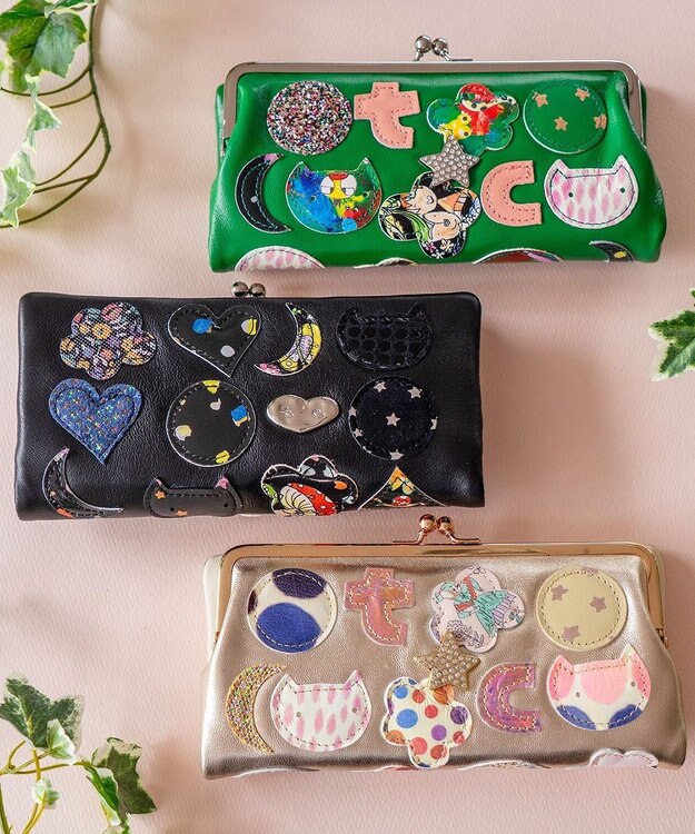 tsumori chisato CARRY tcパッチワーク がま口 長財布 ブラック