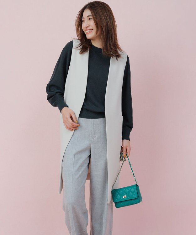 23区 ウールブレンド バック パール ニット ダークグリーン系