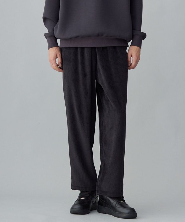 UNFILO MENS 【男女兼用】リラックス コーデュロイ ギャザーパンツ ブラック