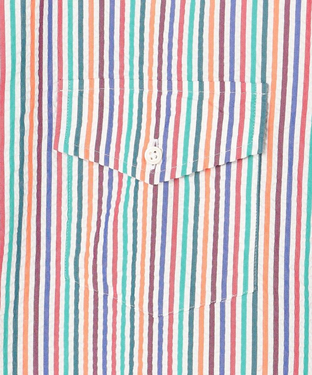 J.PRESS MEN 【J.PRESS ORIGINALS】Cotton Silk Seersucker Regular Half Sleeve Shirt / Baggy-Fit ホワイト系8