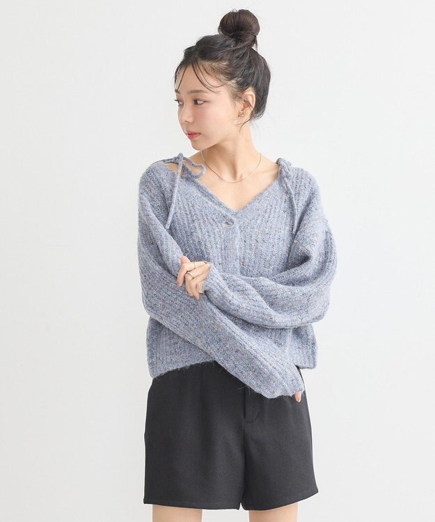 earth music&ecology 【WEB限定】SET2点ショートカーディガン＋リボンキャミソール Blue