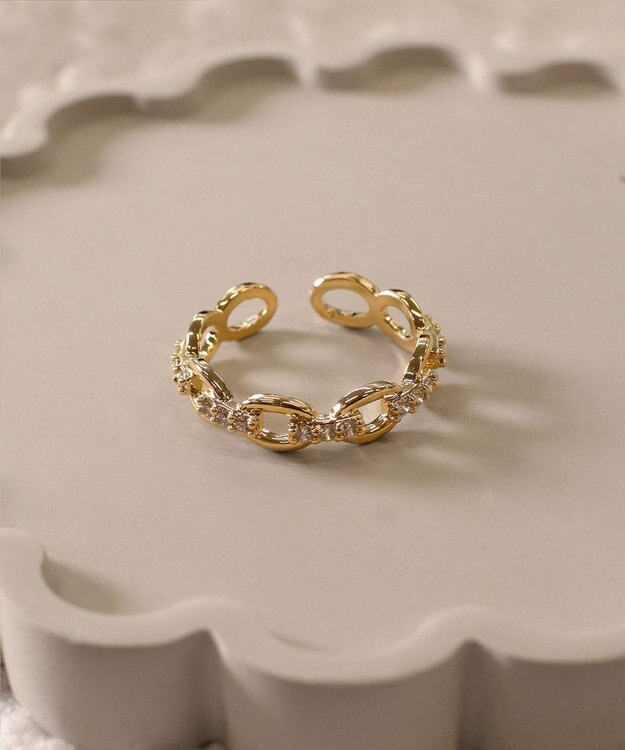 Tiaclasse 【安田美沙子さん着用】キュービックチェーンリング ゴールド