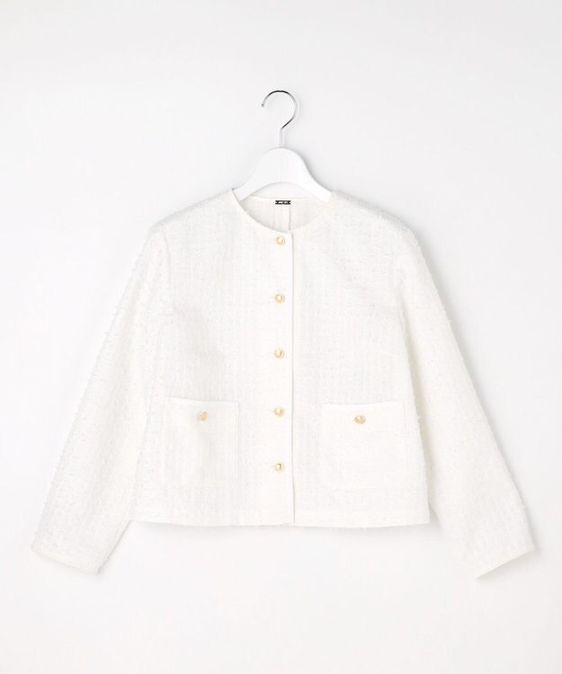 ANY SIS L リボンヤーンライトツイード ジャケット オフ