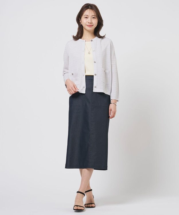 J.PRESS LADIES Paper Blend Summer ニット ジャケット ライトグレー系