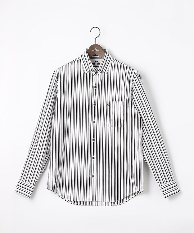 JOSEPH ABBOUD 【ストレッチで快適な着心地・イージーケア】ランダムストライプ ジャージー シャツ オリーブ系1