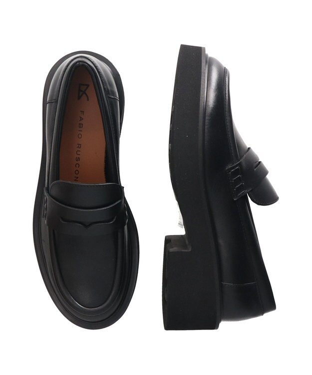 INTER-CHAUSSURES 【FABIO RUSCONI】ラウンドトウ厚底ローファー ブラック