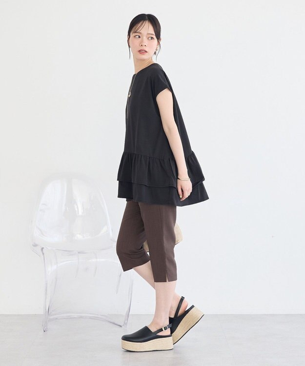 earth music&ecology 【接触冷感】ラッフルヘムプルオーバー Black
