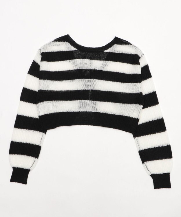 WEGO 【25年秋冬新作】モヘアタッチ2WAYリボンカーデ ホワイトボーダー