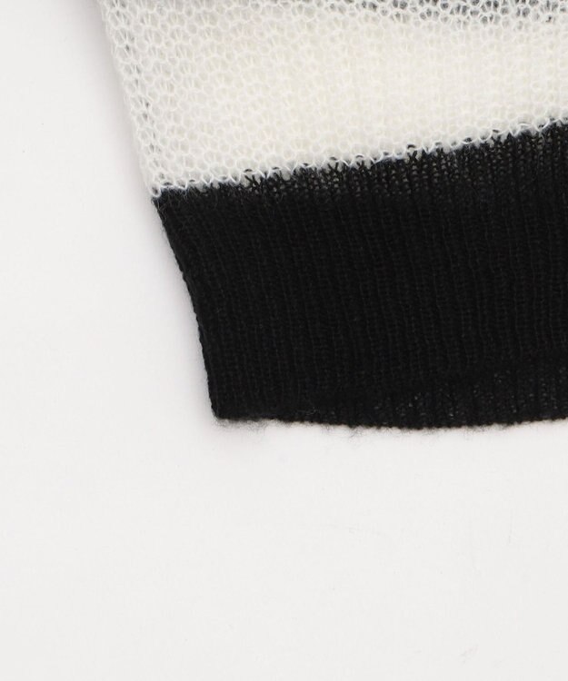 WEGO 【25年秋冬新作】モヘアタッチ2WAYリボンカーデ ホワイトボーダー